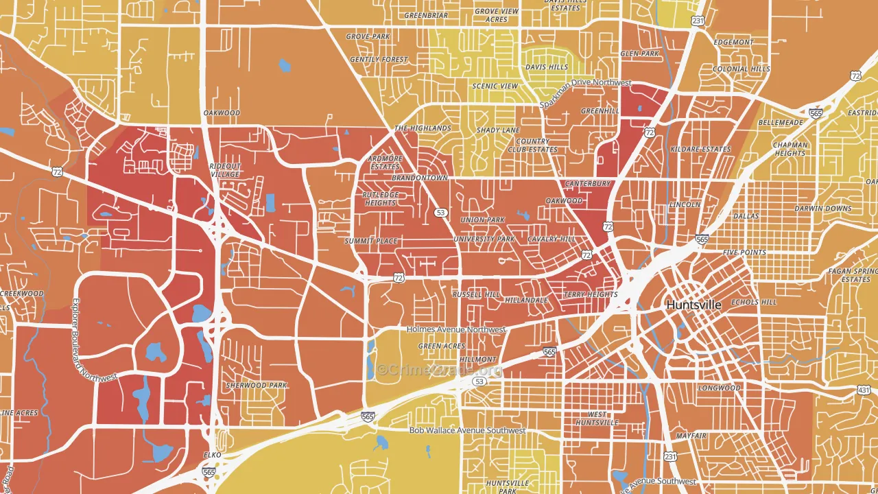 35816, AL Map of Vehicle Theft Rates