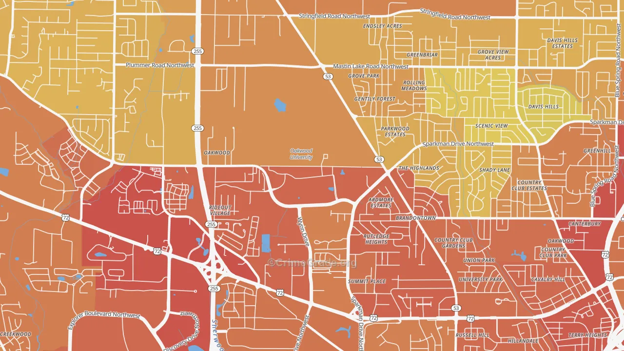 35896, AL Map of Vehicle Theft Rates