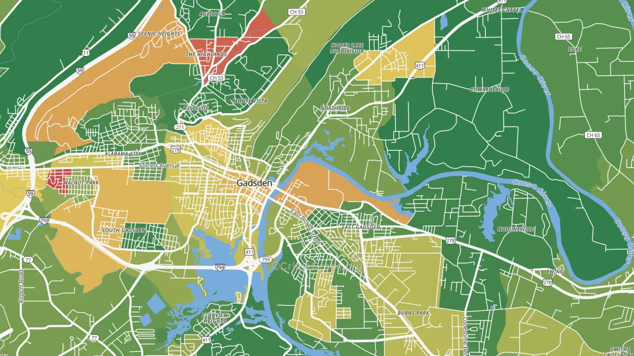 35901, AL Map of Vehicle Theft Rates