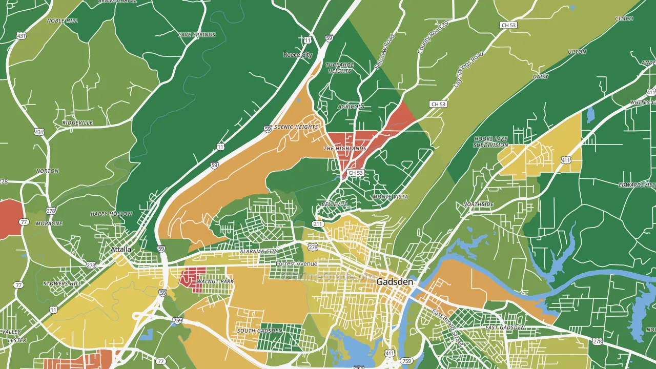 35904, AL Map of Vehicle Theft Rates