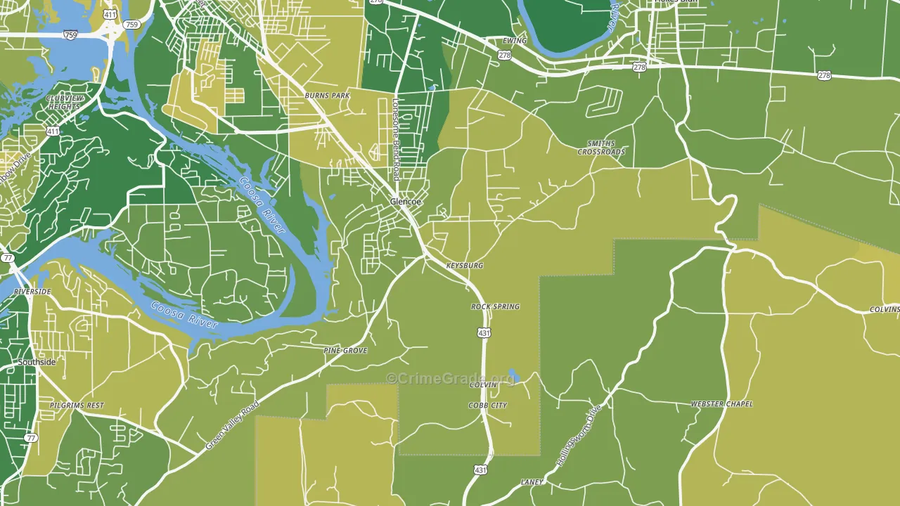 35905, AL Map of Vehicle Theft Rates