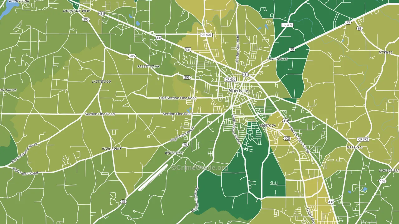 35950, AL Map of Vehicle Theft Rates