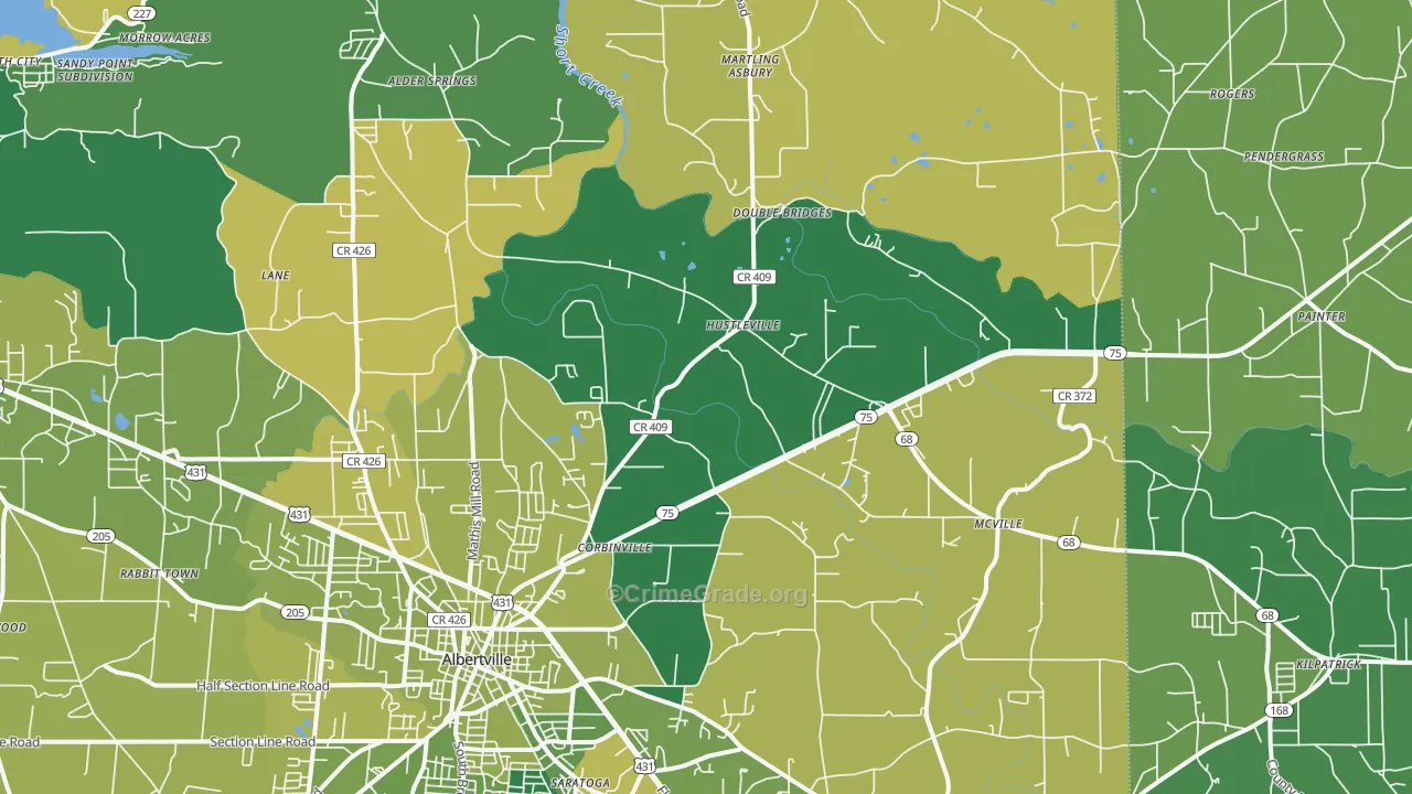 35951, AL Map of Vehicle Theft Rates