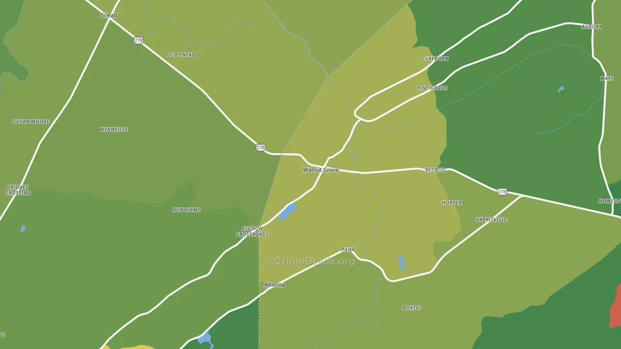 35952, AL Map of Vehicle Theft Rates