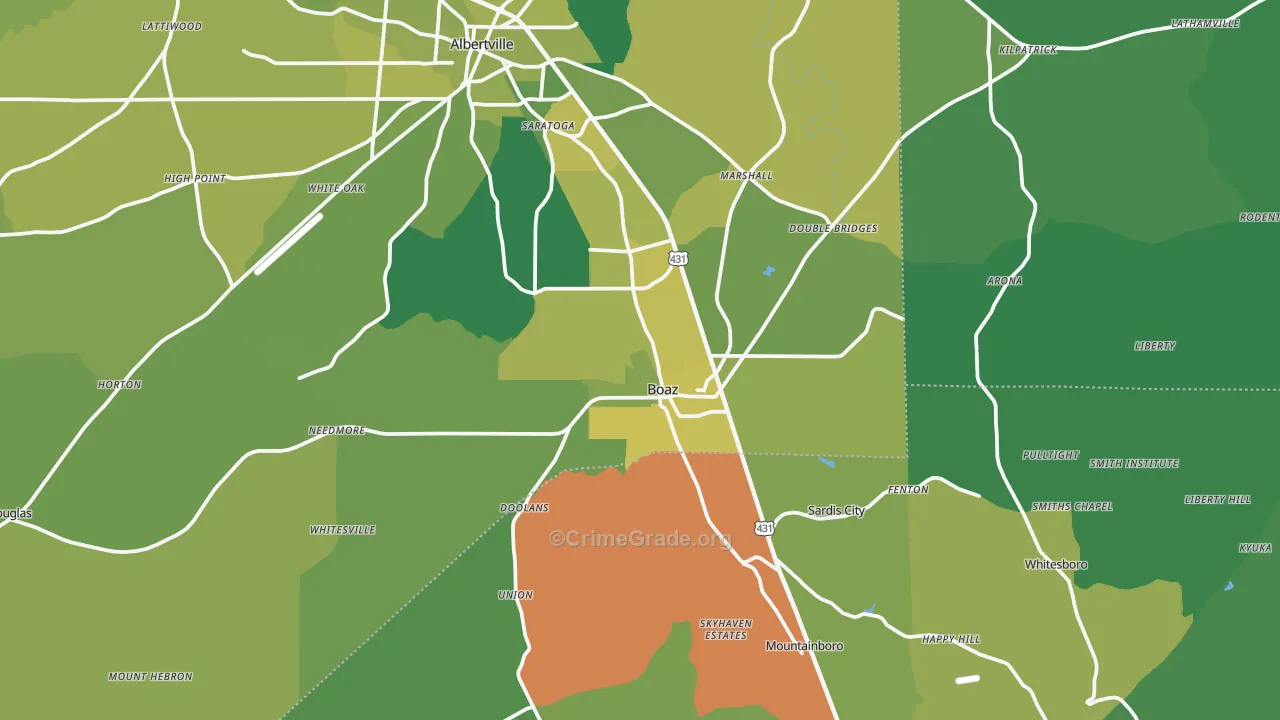 35957, AL Map of Vehicle Theft Rates