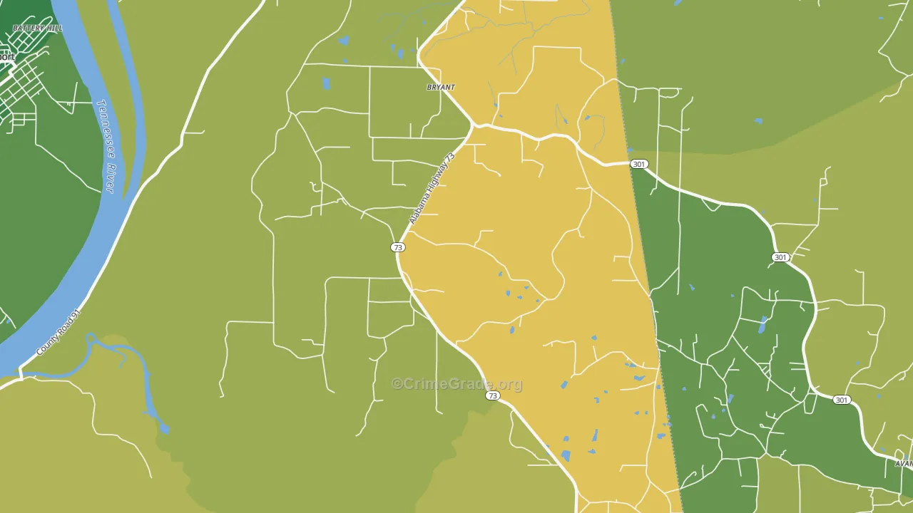 35958, AL Map of Vehicle Theft Rates