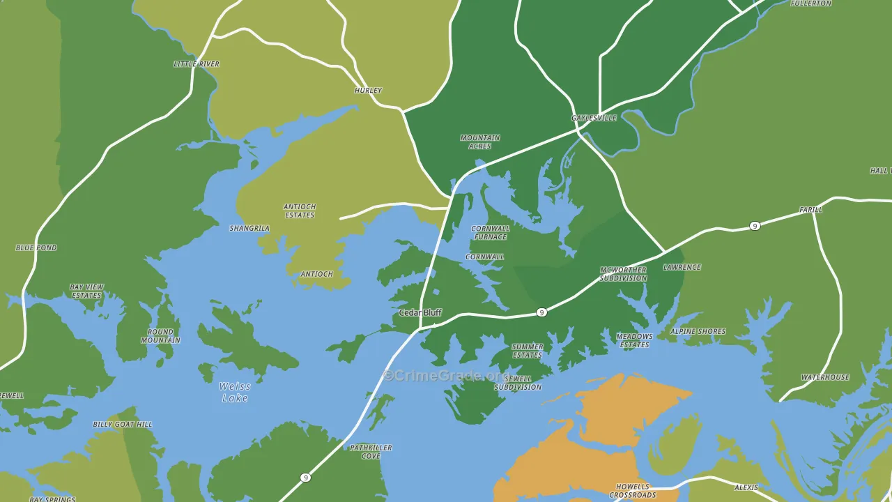 35959, AL Map of Vehicle Theft Rates