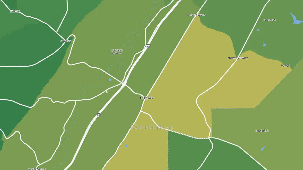35961, AL Map of Vehicle Theft Rates