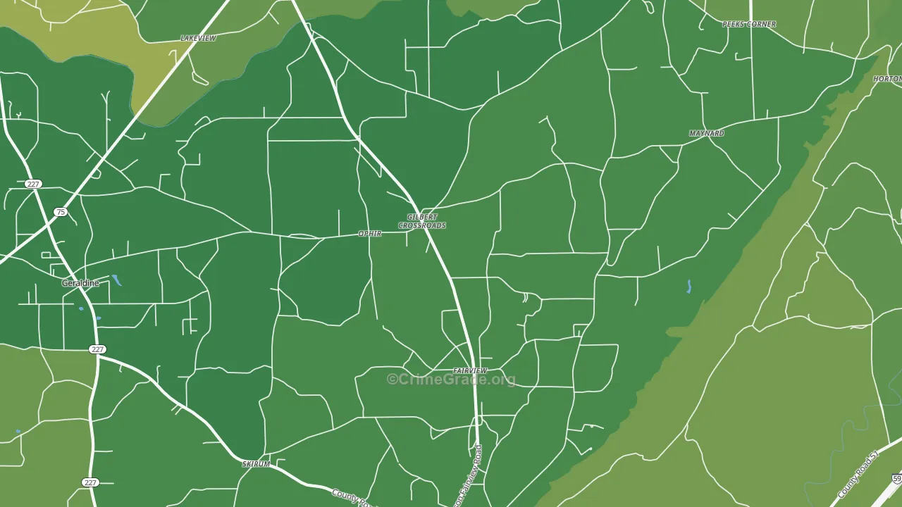35963, AL Map of Vehicle Theft Rates
