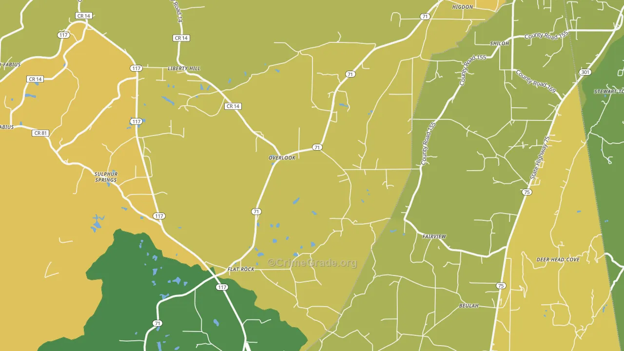 35966, AL Map of Vehicle Theft Rates