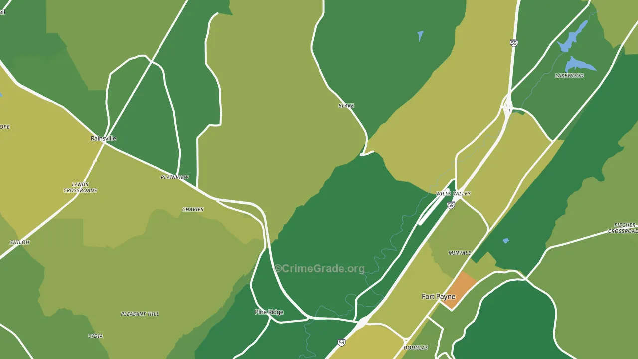 35968, AL Map of Vehicle Theft Rates