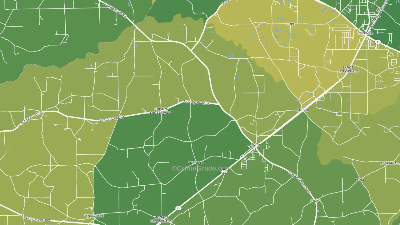 35971, AL Map of Vehicle Theft Rates