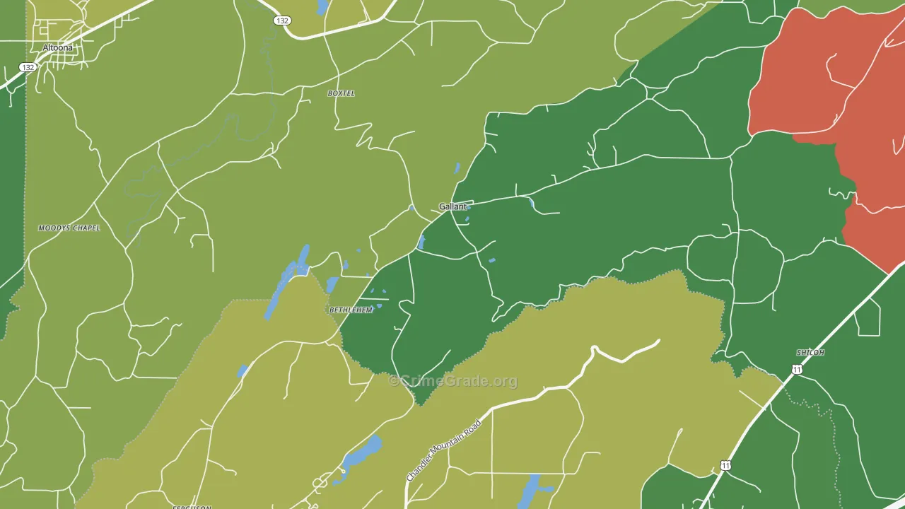 35972, AL Map of Vehicle Theft Rates