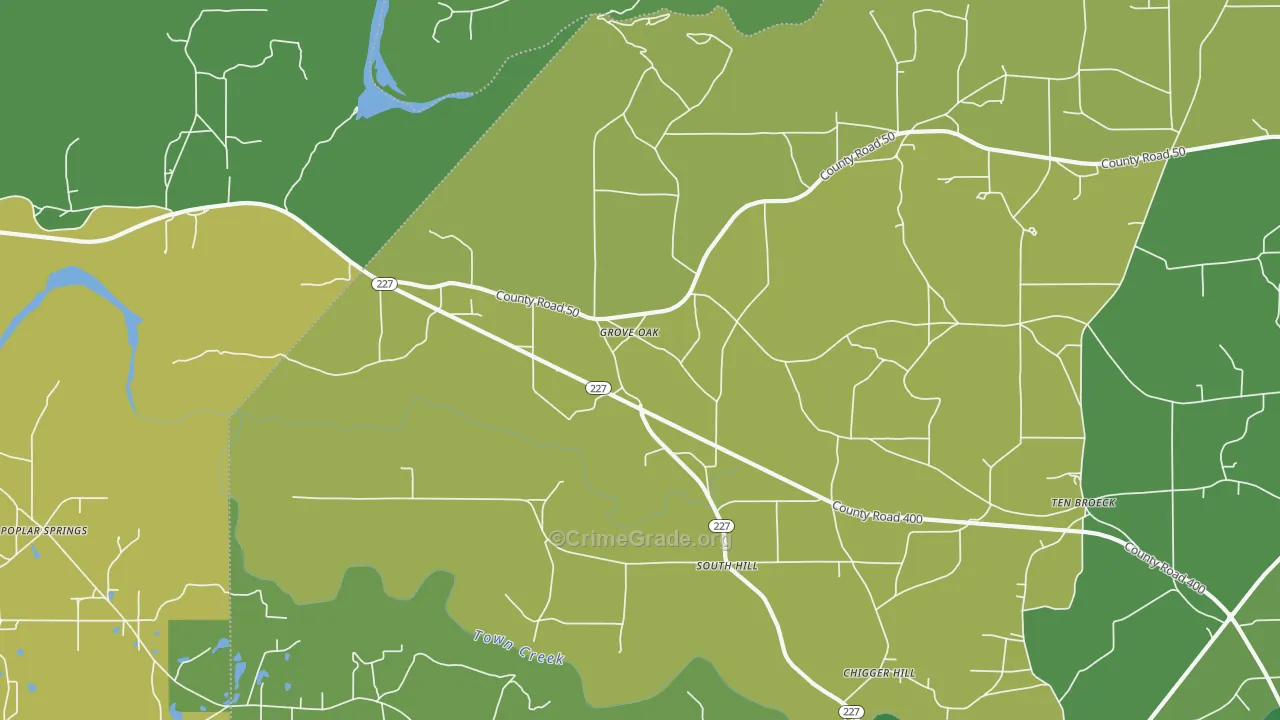 35975, AL Map of Vehicle Theft Rates