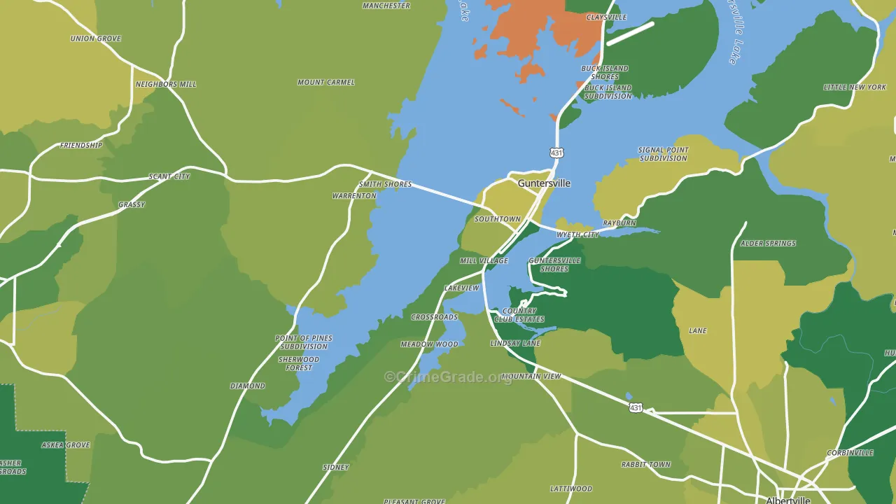 35976, AL Map of Vehicle Theft Rates