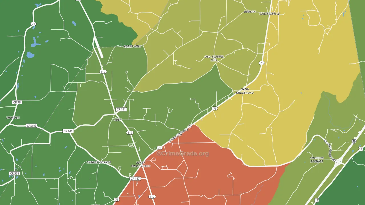 35981, AL Map of Vehicle Theft Rates