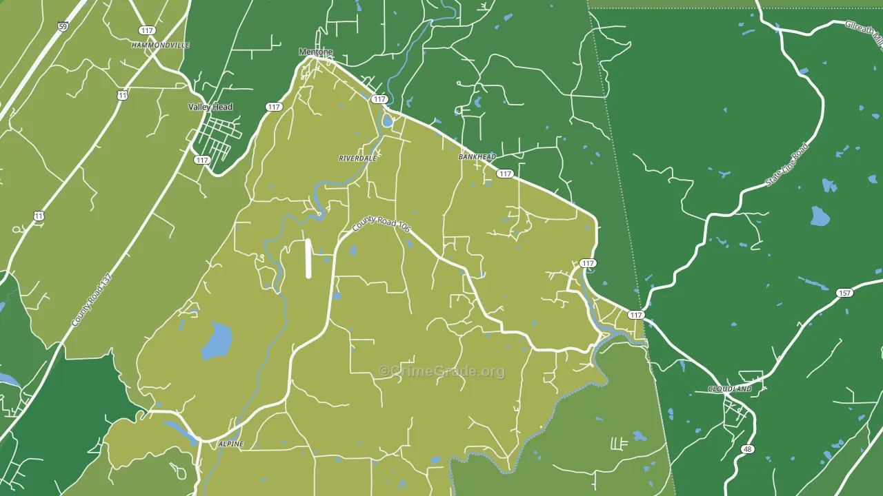35984, AL Map of Vehicle Theft Rates