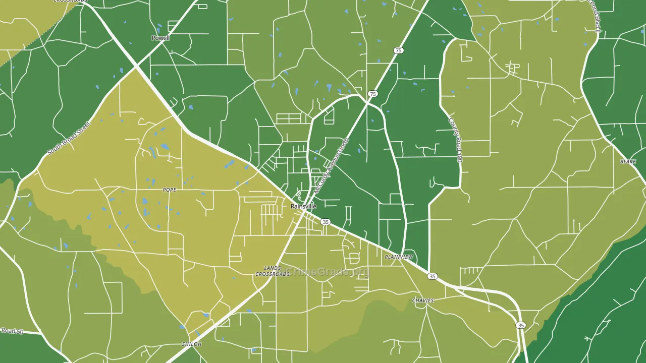 35986, AL Map of Vehicle Theft Rates