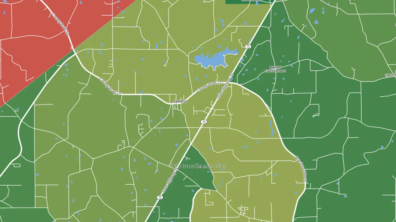 35988, AL Map of Vehicle Theft Rates