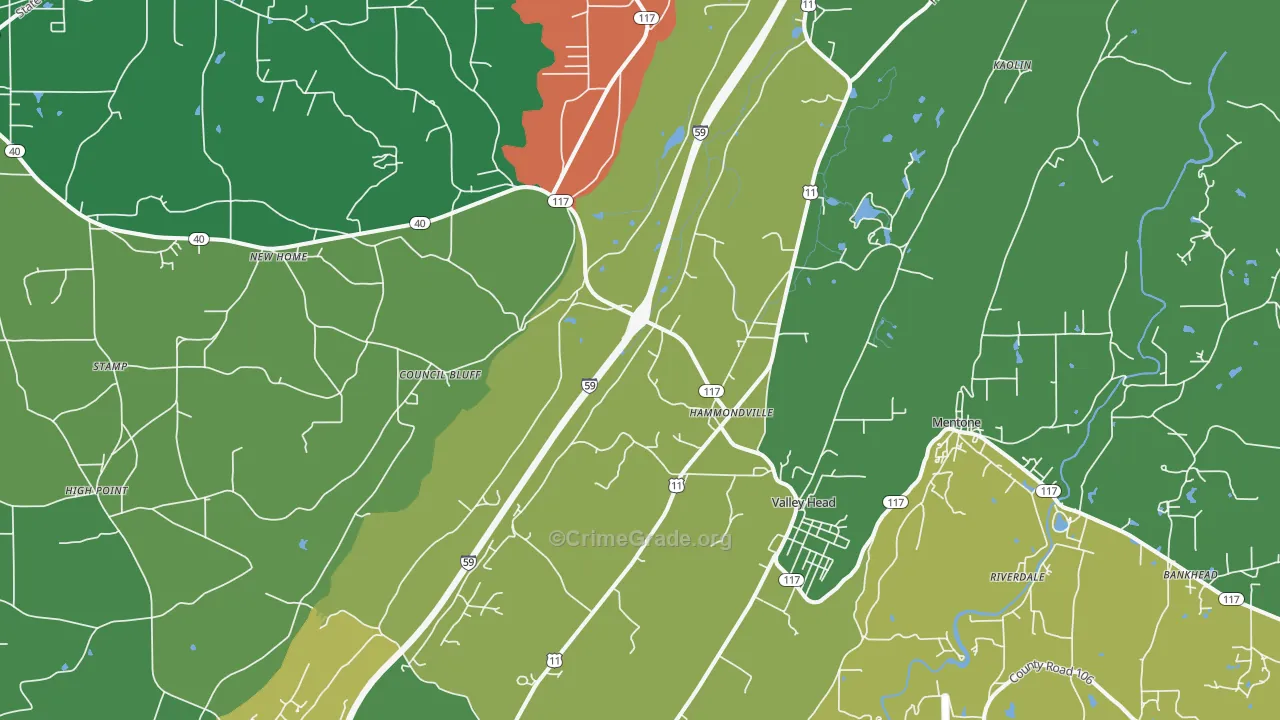 35989, AL Map of Vehicle Theft Rates