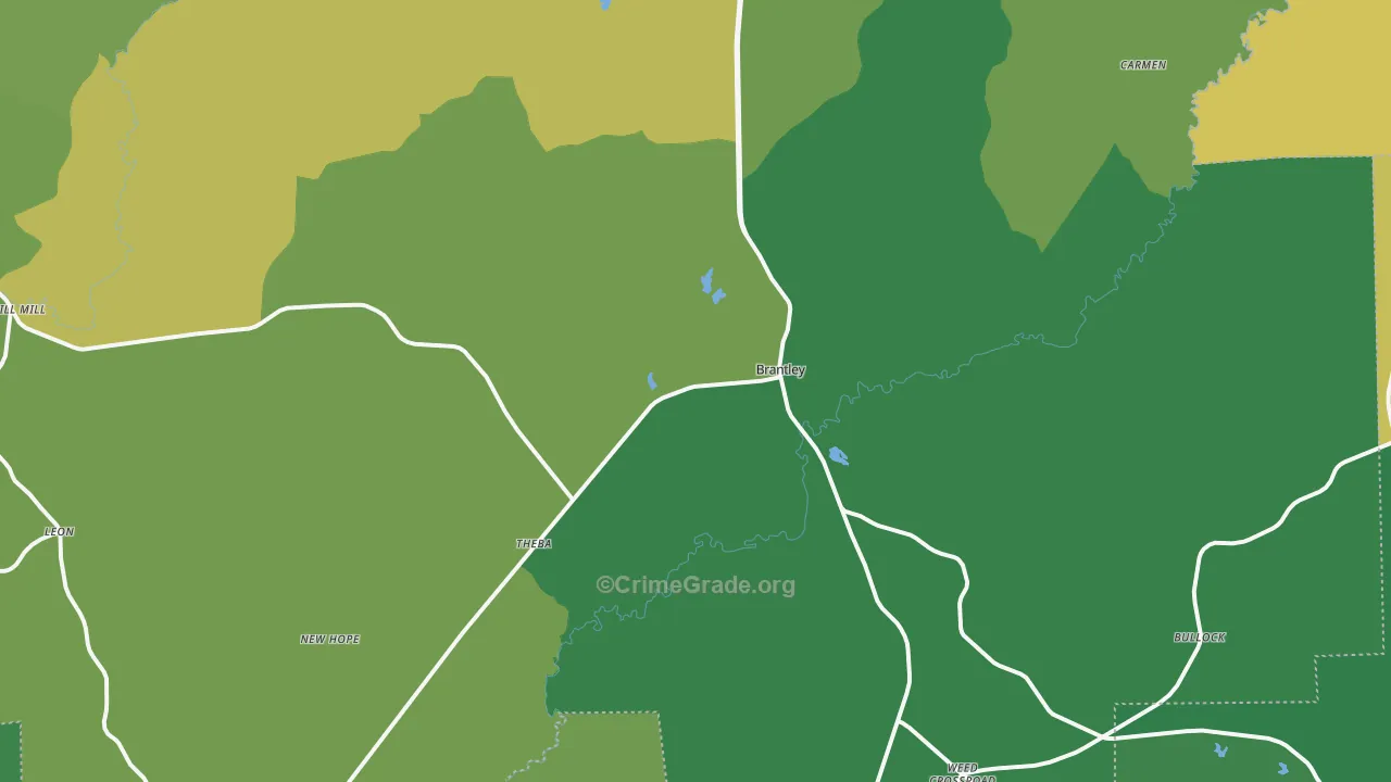 36009, AL Map of Vehicle Theft Rates