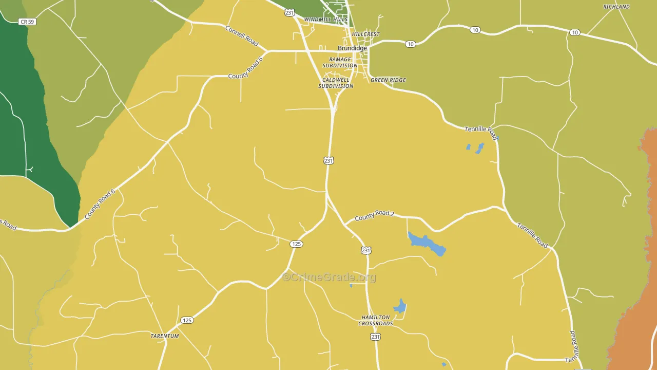 36010, AL Map of Vehicle Theft Rates