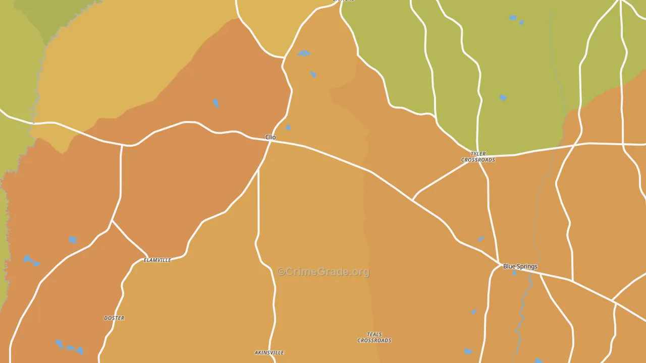 36017, AL Map of Vehicle Theft Rates