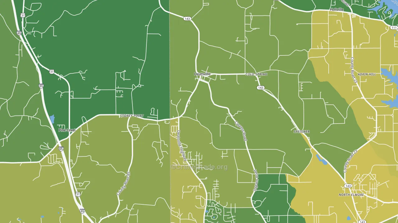 36022, AL Map of Vehicle Theft Rates