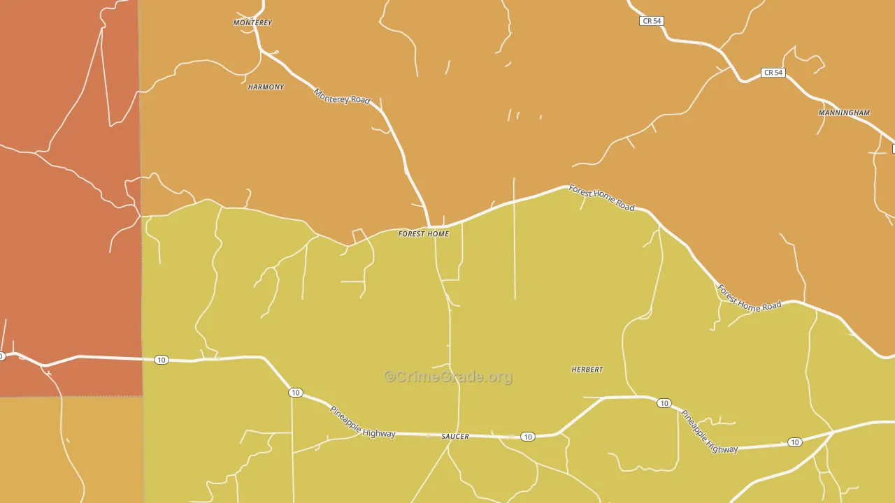36030, AL Map of Vehicle Theft Rates
