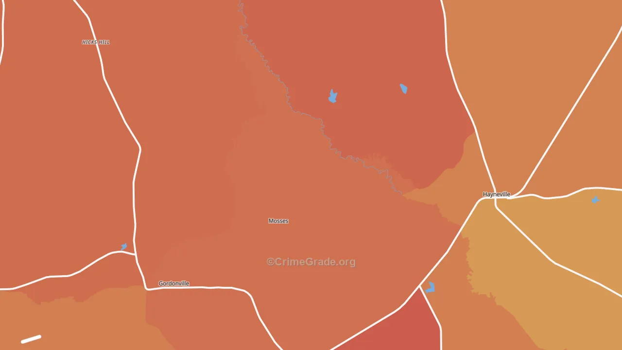 36040, AL Map of Vehicle Theft Rates