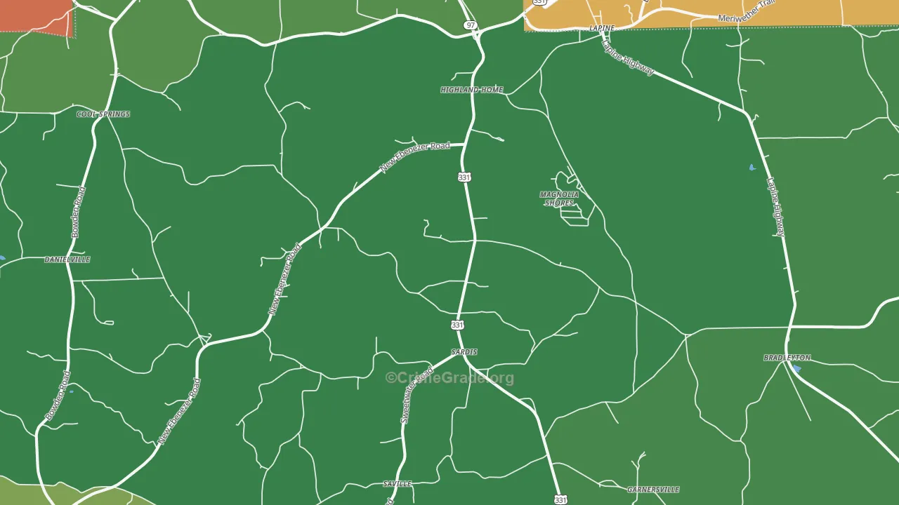36041, AL Map of Vehicle Theft Rates