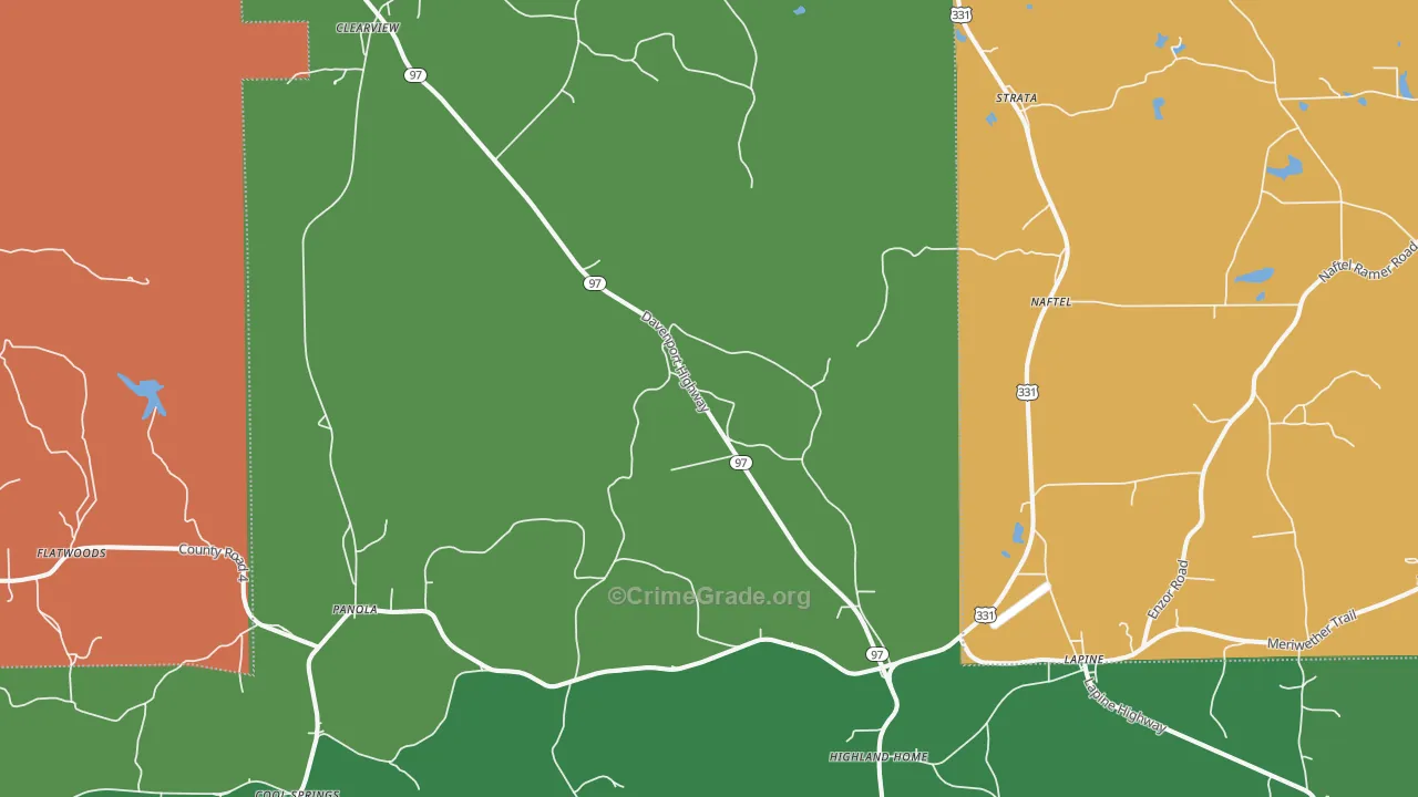 36046, AL Map of Vehicle Theft Rates