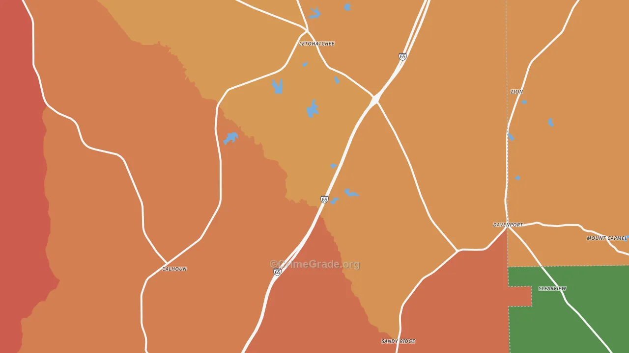36047, AL Map of Vehicle Theft Rates