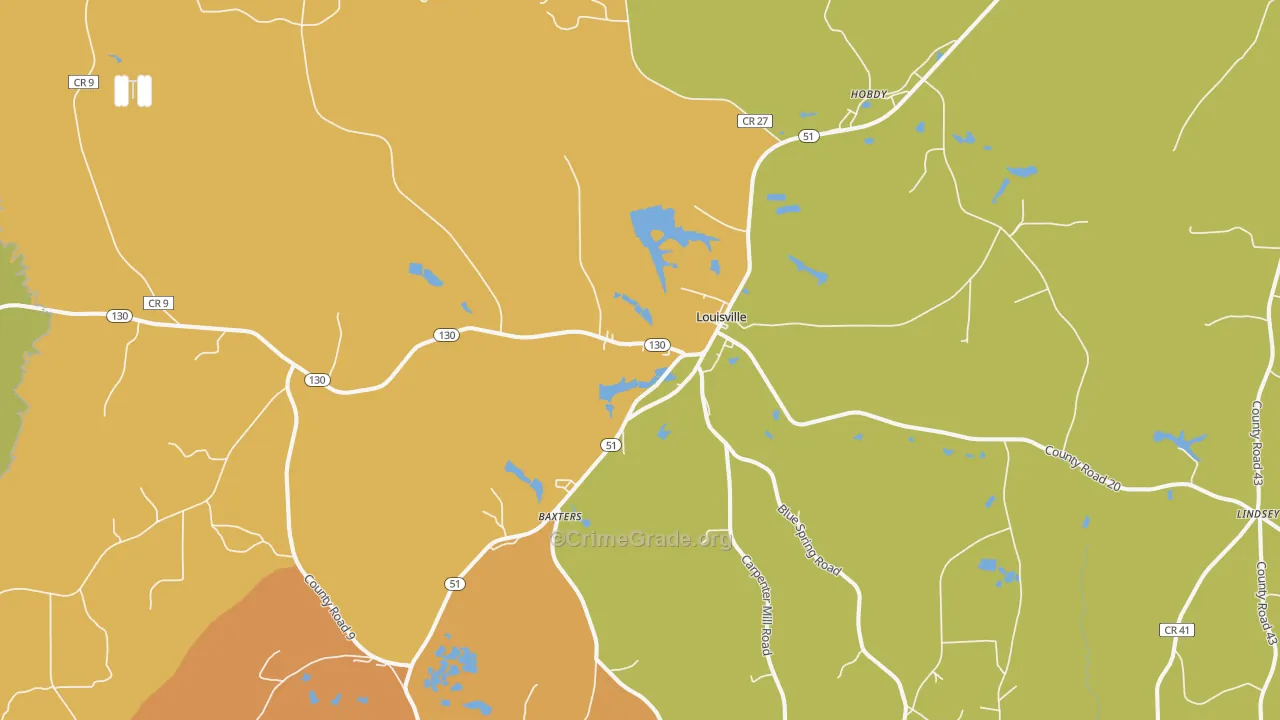 36048, AL Map of Vehicle Theft Rates