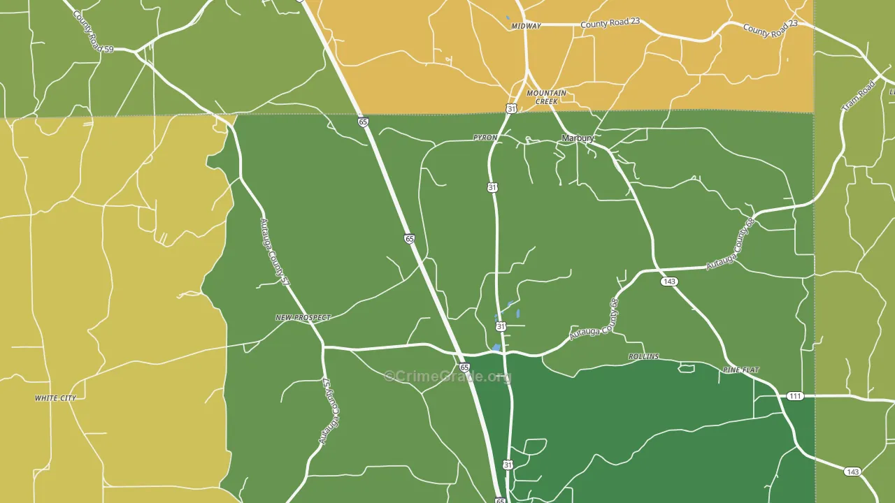 36051, AL Map of Vehicle Theft Rates