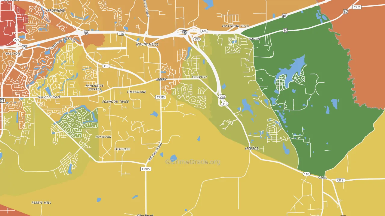 36064, AL Map of Vehicle Theft Rates