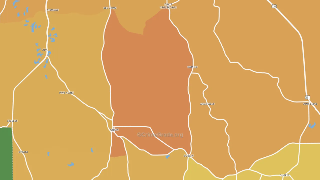 36069, AL Map of Vehicle Theft Rates