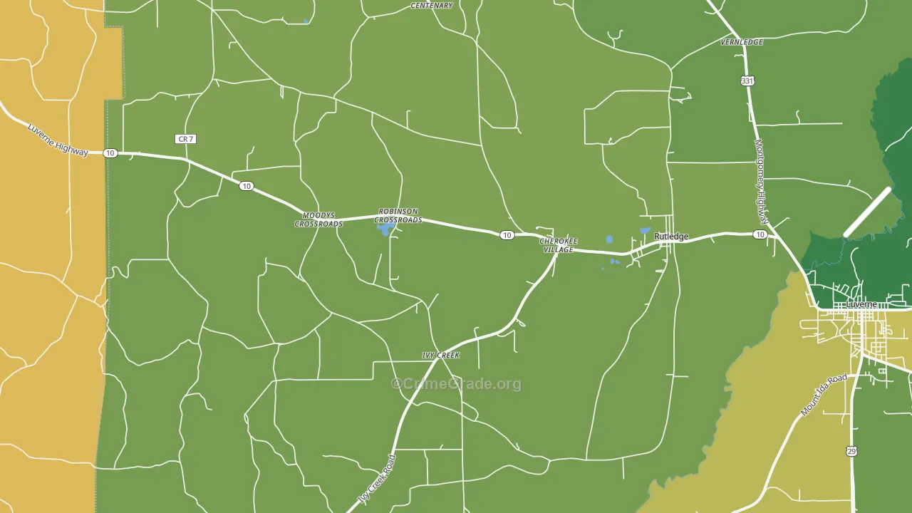 36071, AL Map of Vehicle Theft Rates