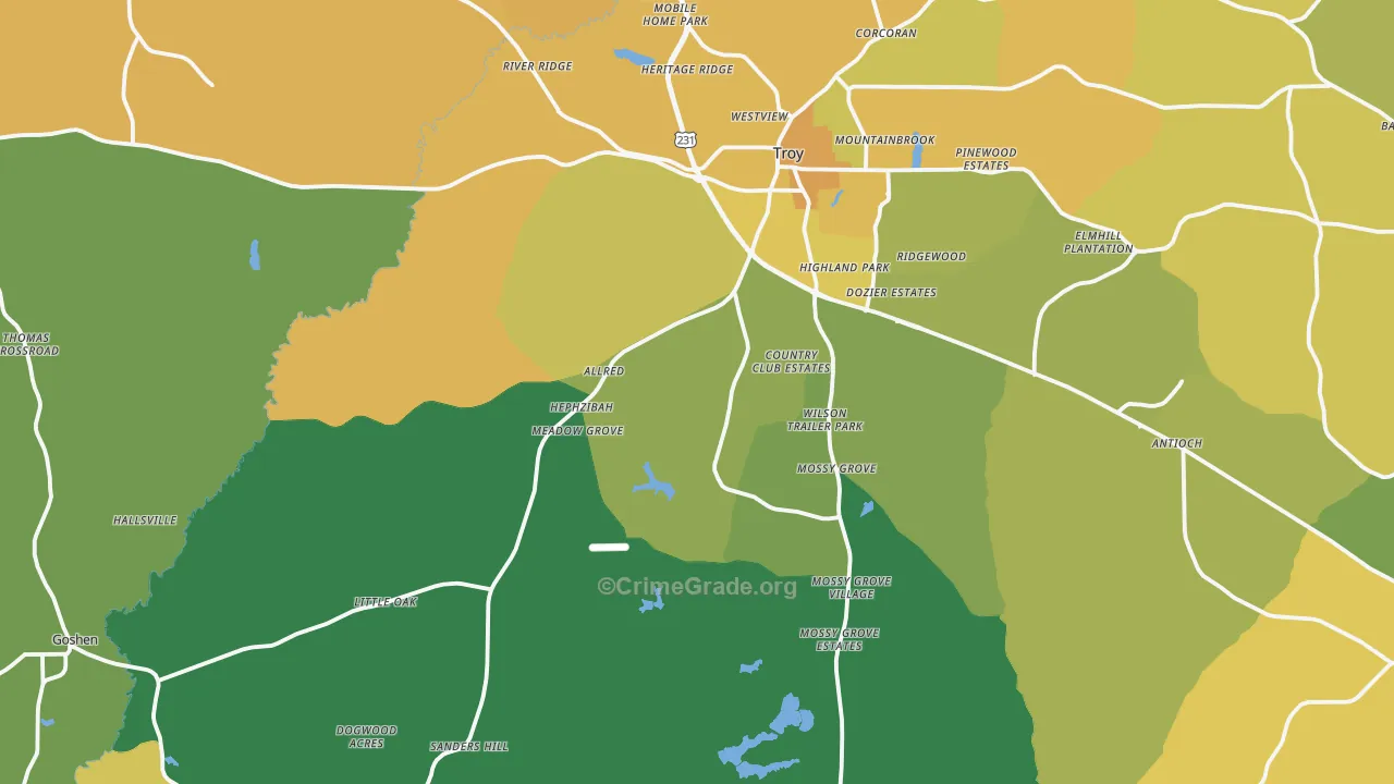 36079, AL Map of Vehicle Theft Rates