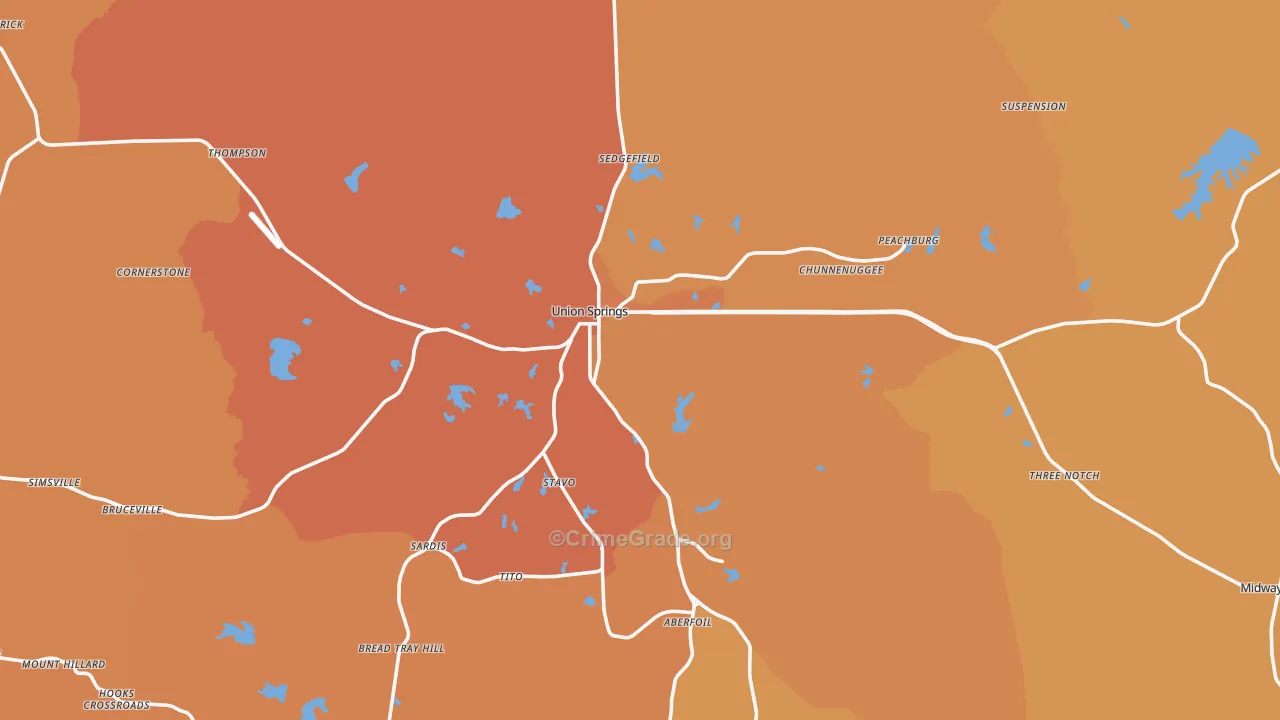 36089, AL Map of Vehicle Theft Rates