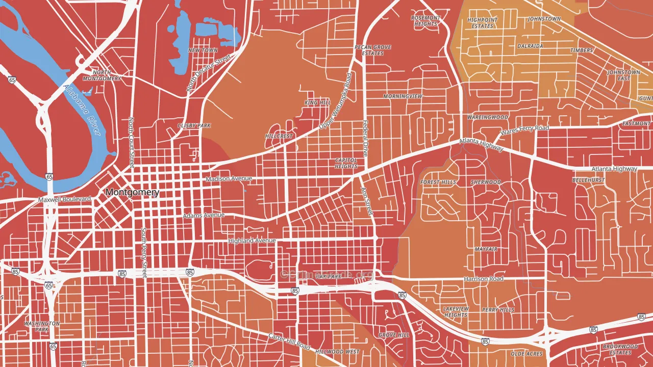 36107, AL Map of Vehicle Theft Rates
