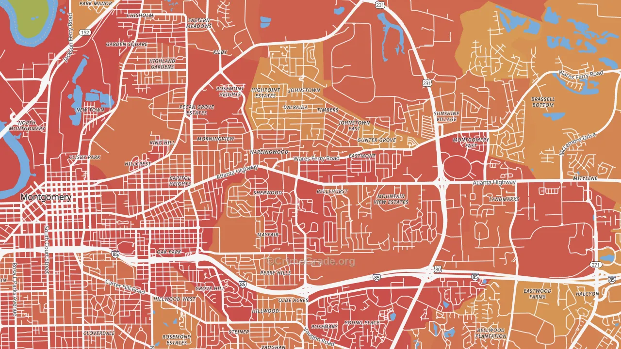 36109, AL Map of Vehicle Theft Rates