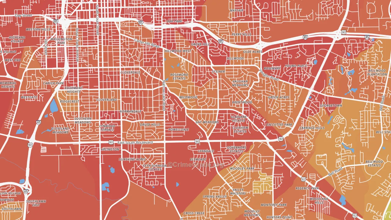 36111, AL Map of Vehicle Theft Rates