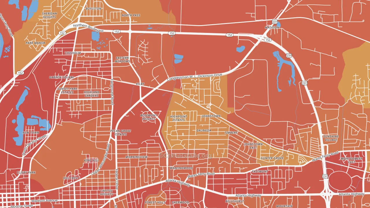 36114, AL Map of Vehicle Theft Rates