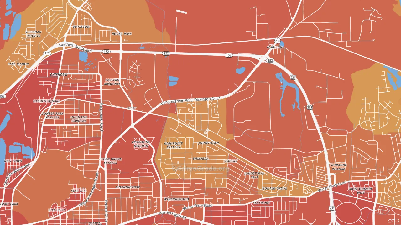 36115, AL Map of Vehicle Theft Rates