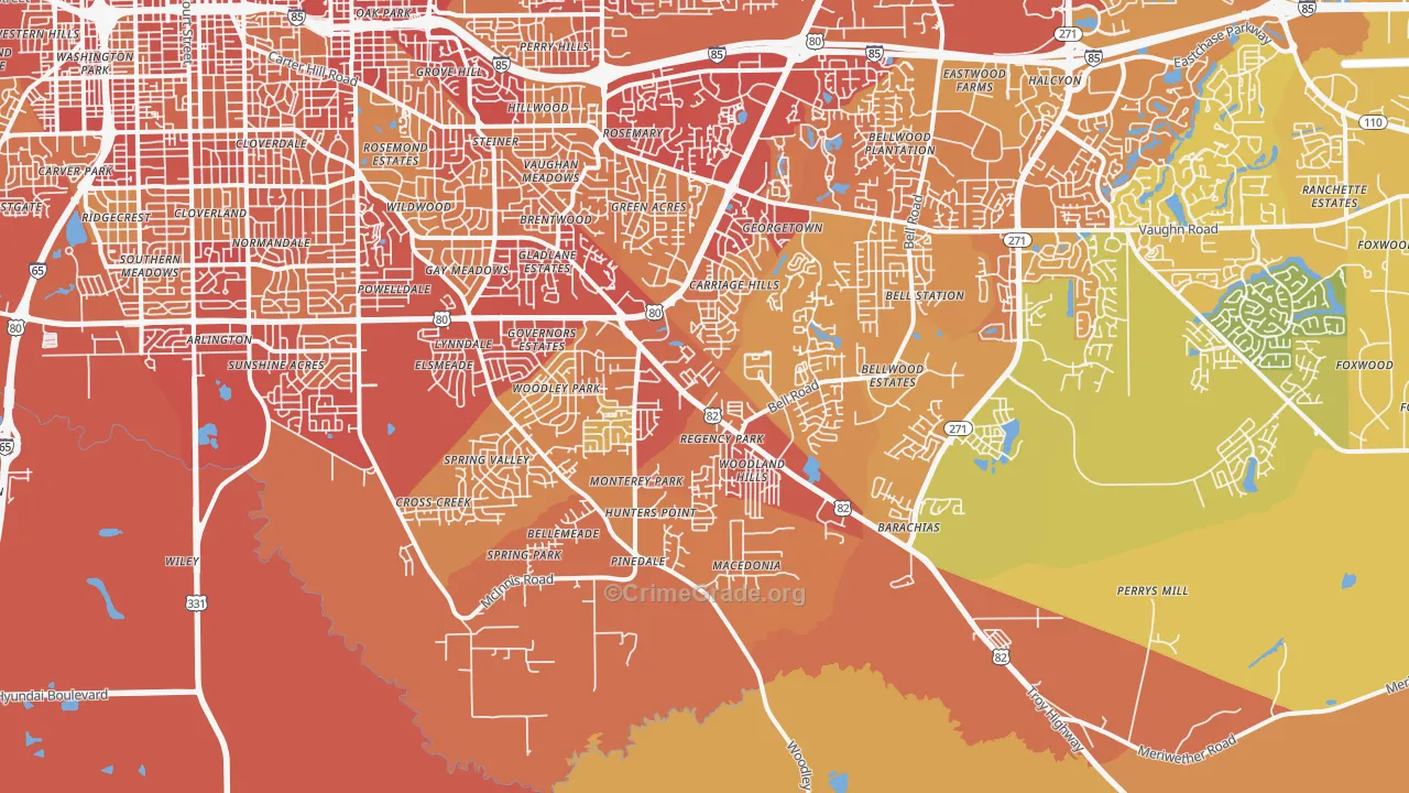 36116, AL Map of Vehicle Theft Rates