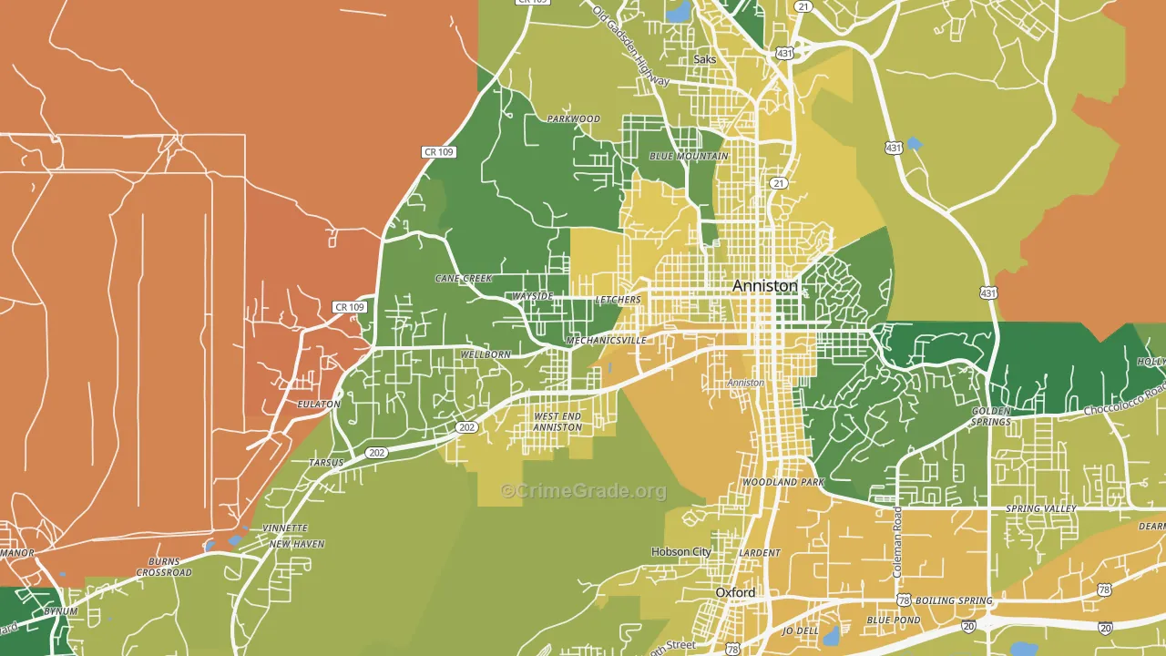 36201, AL Map of Vehicle Theft Rates
