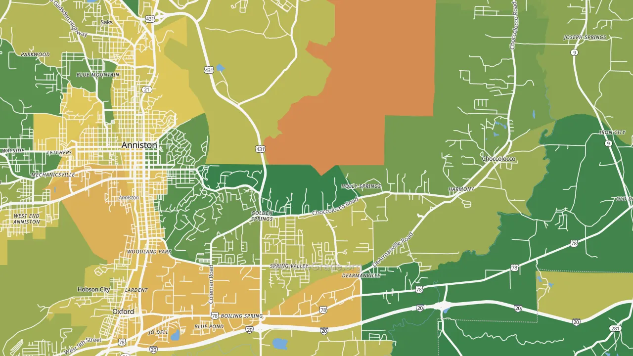 36207, AL Map of Vehicle Theft Rates
