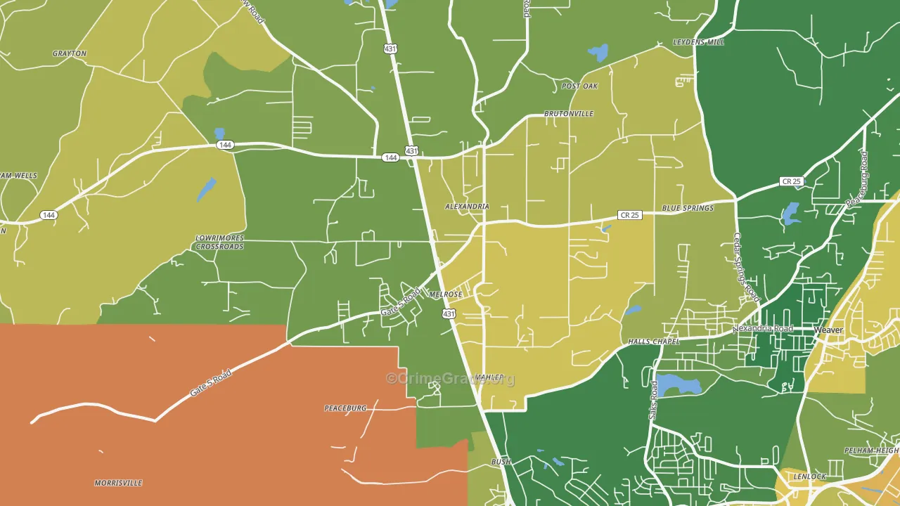 36250, AL Map of Vehicle Theft Rates