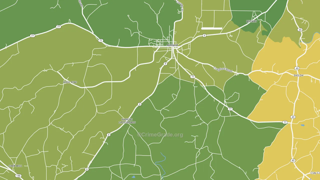 36251, AL Map of Vehicle Theft Rates
